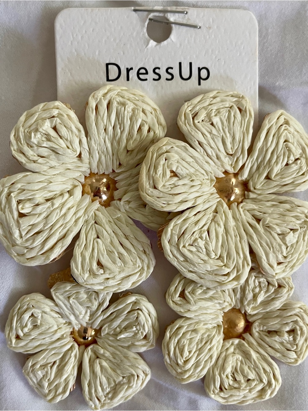 Hoop Earring Set- Raffia Multicolor + Cream Flowers - Picture 3 of 6